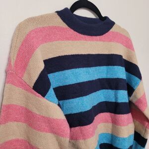 Topshop Striped Knit Sweater Multicolor Rainbow Y2K Oversized Vintage Size 4-6